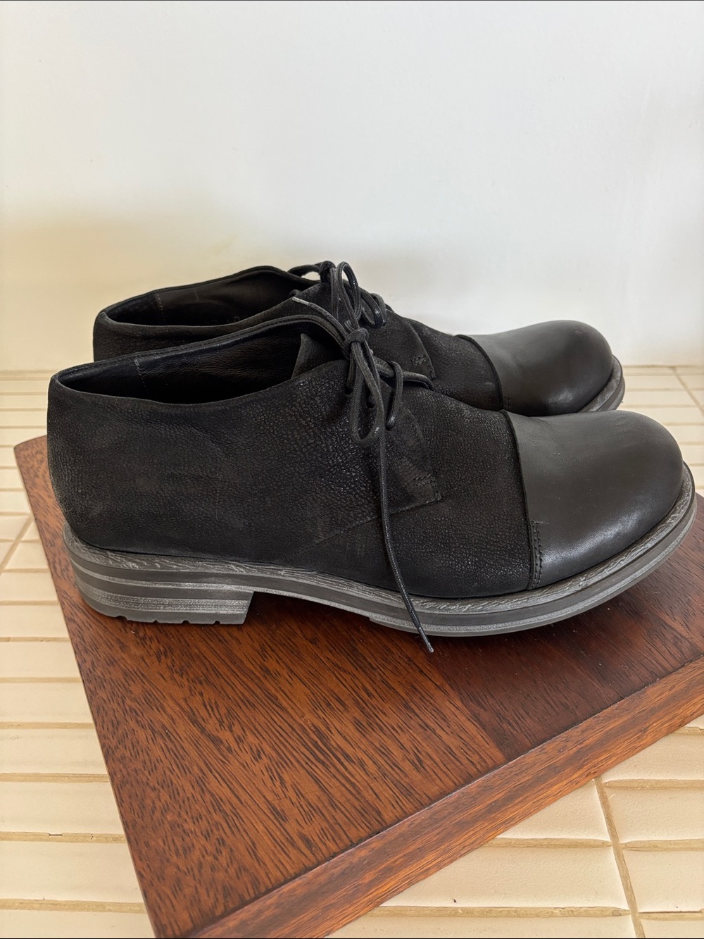 Woman’s Vialis Black Cap-Toe Derby Shoes 40